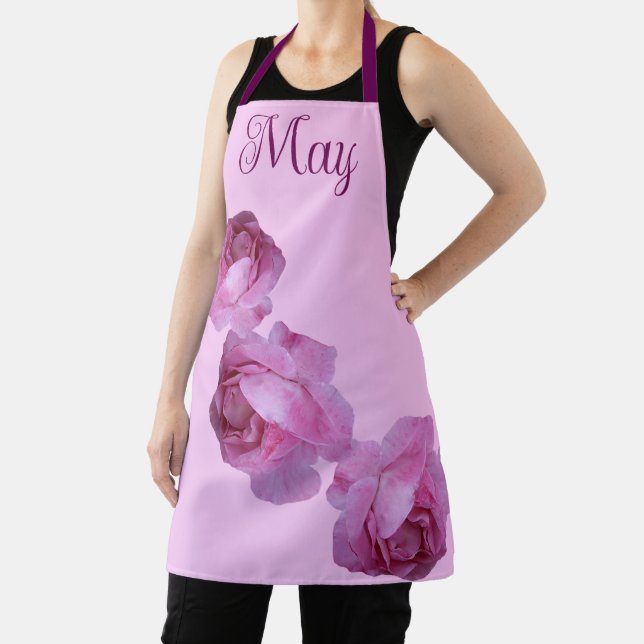 Tablier Nom personnalisable Mai joli rose rose rose floral (Insitu)