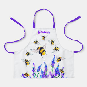 Tablier Nom personnalisé Apron Cadeau avec abeilles et fle