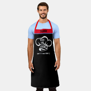 Tablier Nom personnalisé BBQ Grill Baker's Kiss the Chef 