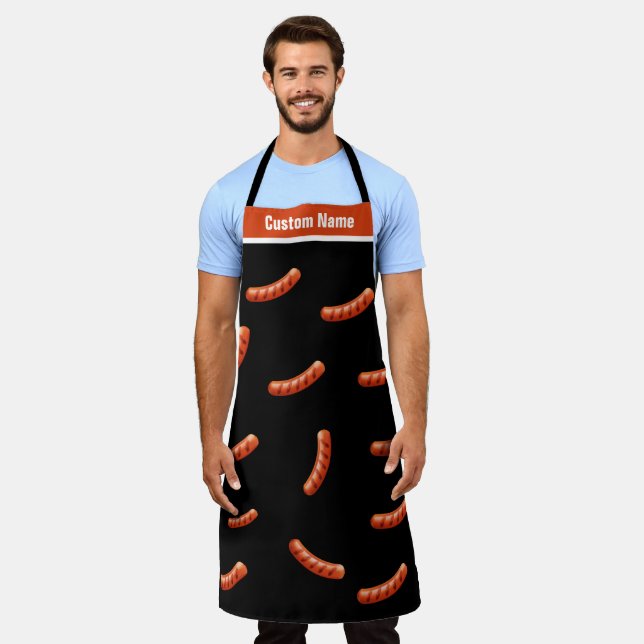 Tablier Nom Personnalisé Big Hot Dog Apron Funny Aprons Po (Porté)