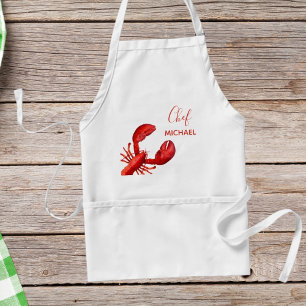Tablier Nom personnalisé blanc de homard rouge