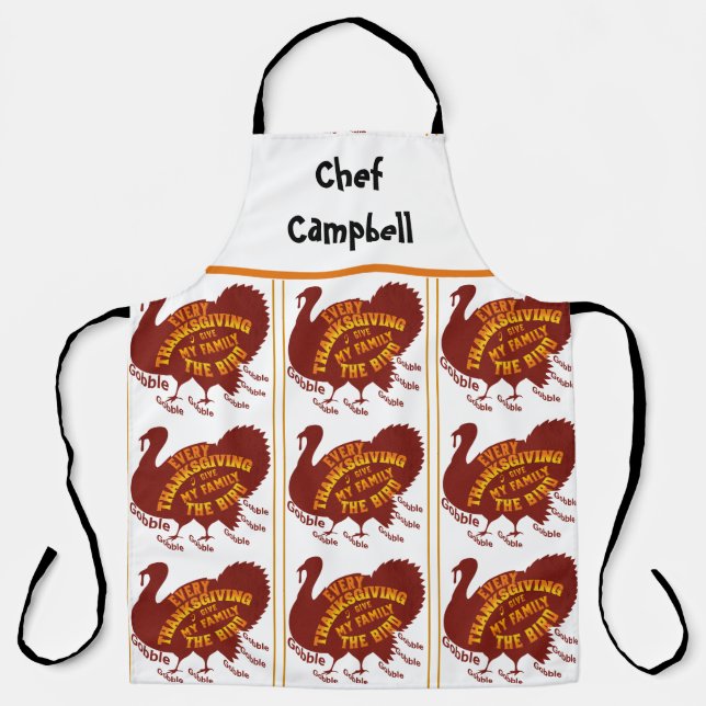 Tablier Nom personnalisé Chef Thanksgiving Famille Dîner (Recto)