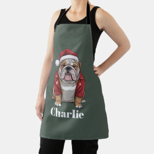 Tablier Nom personnalisé Chien Bouledogue Anglais Noël 