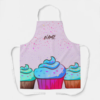 Tablier Nom personnalisé Cupcake Design sur toute l'impres
