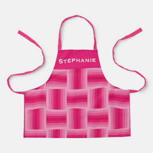 Tablier Nom personnalisé Design rose et rose chaud