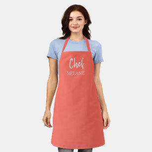 Tablier Nom personnalisé du chef Corail moderne