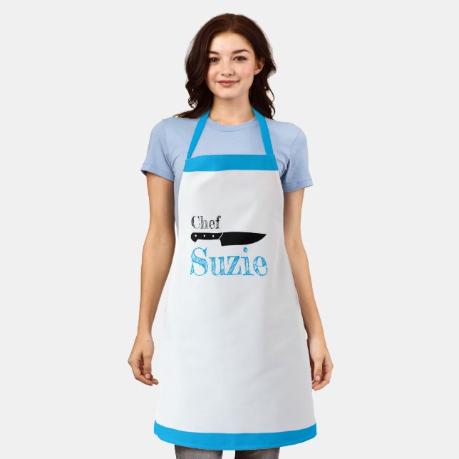 Tablier Nom Personnalisé Du Chef Mens Femme (Porté)