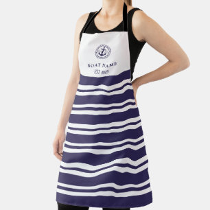Tablier Nom personnalisé et année Nautical blanc