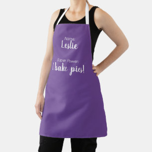 Tablier Nom Personnalisé Et Pies Super Power Purple