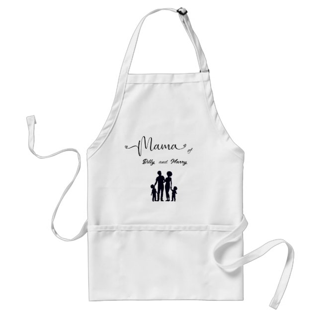 Tablier Nom personnalisé Famille Silhouette Cadeau pour ma (Devant)