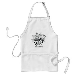 Tablier Nom personnalisé Fête Cuisinière Noël