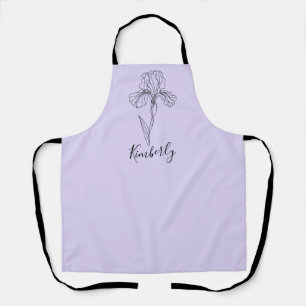 Tablier Nom personnalisé Février iris Fleur de naissance