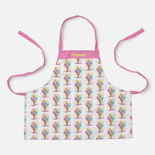 Tablier Nom personnalisé Fille de crème glacée (Recto)