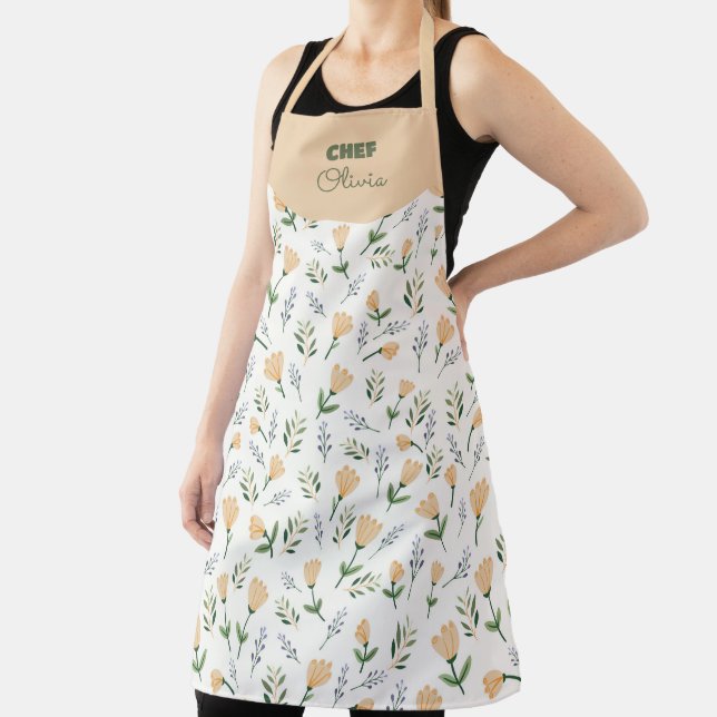 Tablier Nom personnalisé Fleur Jaune (Insitu)
