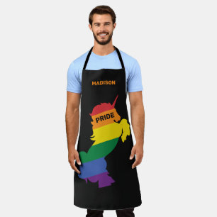 Tablier Nom personnalisé Gay Unicorn