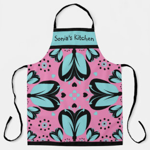 Tablier Nom personnalisé Grand imprimé Floral moderne