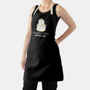 Tablier nom personnalisé ivoire + or mariage cake boulang