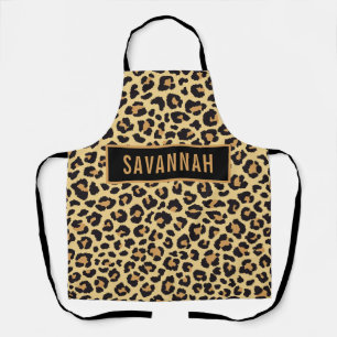 Tablier Nom personnalisé Leopard Poster de animal Motif cl
