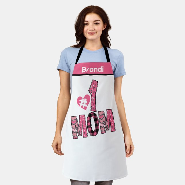 Tablier Nom personnalisé Maman Numéro un Chef Baker Cadeau (Porté)