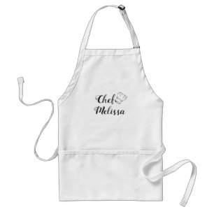Tablier Nom personnalisé Modern Script Chef Cook Pour elle