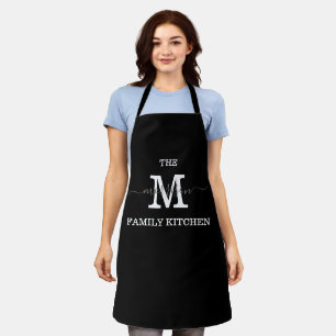 Tablier Nom personnalisé Monogramme noir