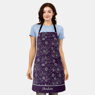 Tablier Nom personnalisé motif fleuri et transparent