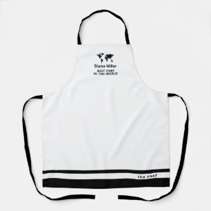 Tablier Nom personnalisé noir et blanc Chef personnalisé