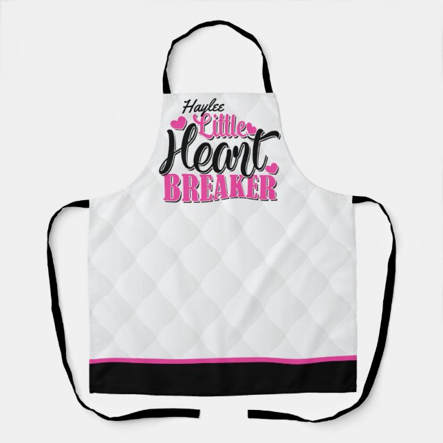 Tablier Nom personnalisé Pink Little Heart Breaker (Recto)