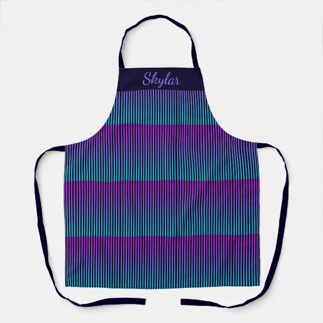 Tablier Nom personnalisé Pink, Purple & Aqua Apron (Recto)