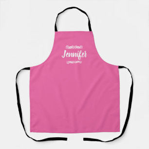 Tablier Nom personnalisé rose et blanc
