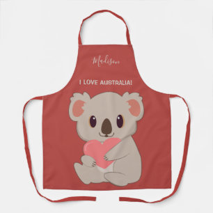 Tablier Nom personnalisé, texte et couleur amour Koala