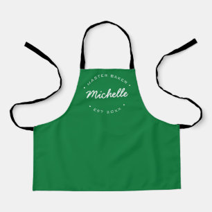 Tablier Nom personnalisé vert Année Master Baker