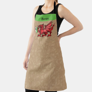 Tablier Nom personnalisé Welsh Dragon et monogramme