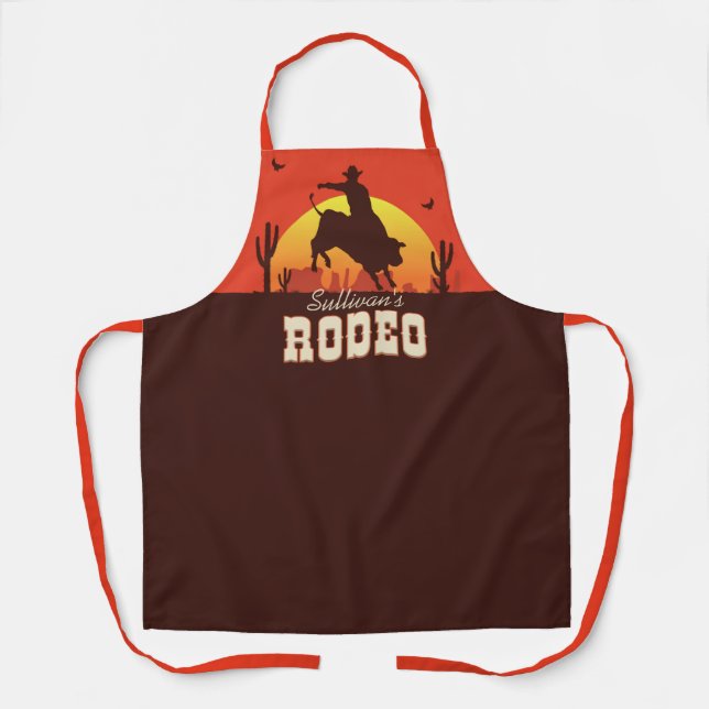 Tablier NOM personnalisé Western Cowboy Bull Rider Rodeo (Recto)