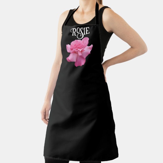 Tablier Nom Rosie personnalisable joli rose rose floral (Insitu)