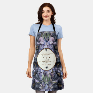 Tablier Noms de Couple Classiques Floraux Noirs et Lunatiq