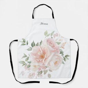 Tablier Nonna fleuri rose