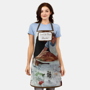 Tablier Norman Rockwell Monogramme Thanksgiving