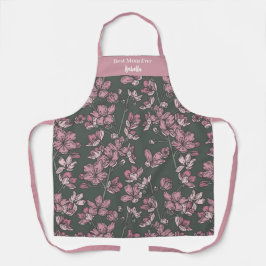 Tablier Nostalgique rose florale Meilleure maman Jamais No