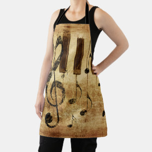 Tablier Notes de musique rétro et piano