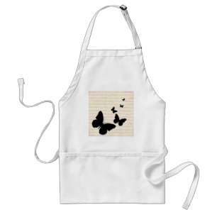 Tablier Notes papillon et rose