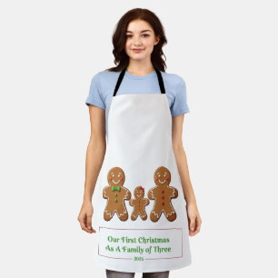 Tablier Notre premier Noël en famille de trois Gingerbre