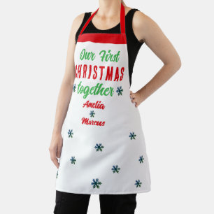 Tablier Notre premier Noël ensemble Snowflakes Couple