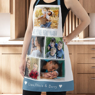 Tablier Nous Aimons Nana Grandkids 5 Photo Bleu Et Blanc