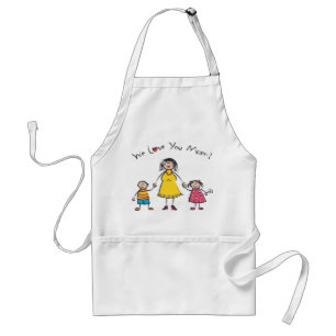 Tablier Nous t'aimons Maman Cartoon Famille Bonne fête des