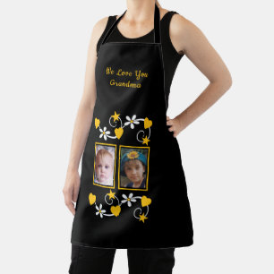 Tablier Nous vous aimons grand-mère 2 photo noir jaune