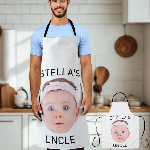 Tablier Nouveau cadeau Oncle, personnalisé bébé visage pho