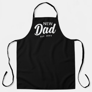 Tablier Nouveau papa, noir et blanc Script, chef personnal