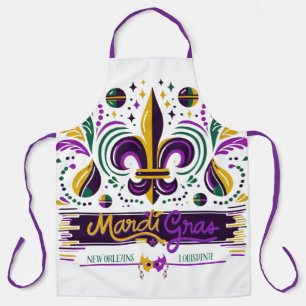 Tablier Nouvelle-Orléans Mardi Gras jaune violet vert