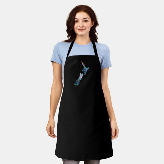 TABLIER NOUVELLE ZÉLANDE KIWI MAP PAUA STANDARD APRON (Porté)